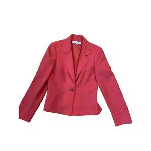Tahari Women’s Pink Open Blazer Size 6 Flower button elegant festive colorful